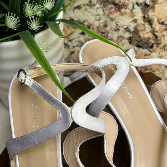 Stuart Weitzman Mariposa white Satin Sandal size 8 women Bride shoes - Picture 12 of 14